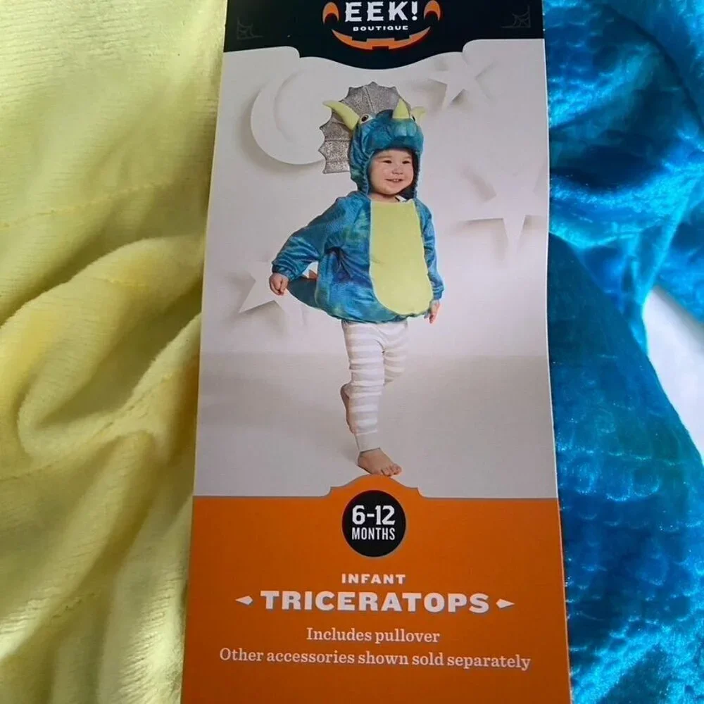 Target Infant Halloween Costume Plush Pullover Top Triceratops 6-12M Hyde & EEK!